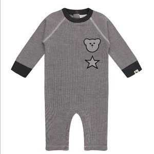 Turtle dove London play suit with star and bear patches